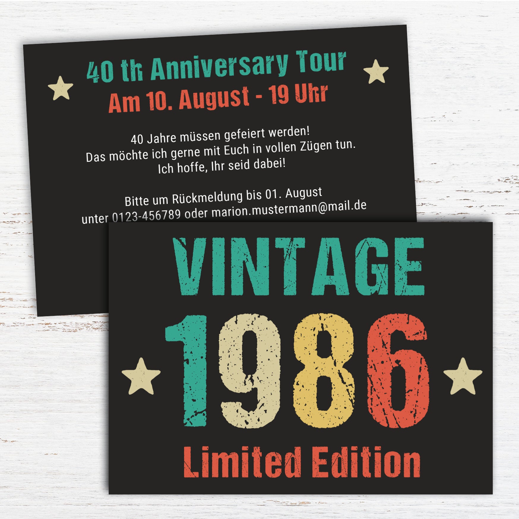 Einladung zum 40. Geburtstag: Vintage 1986